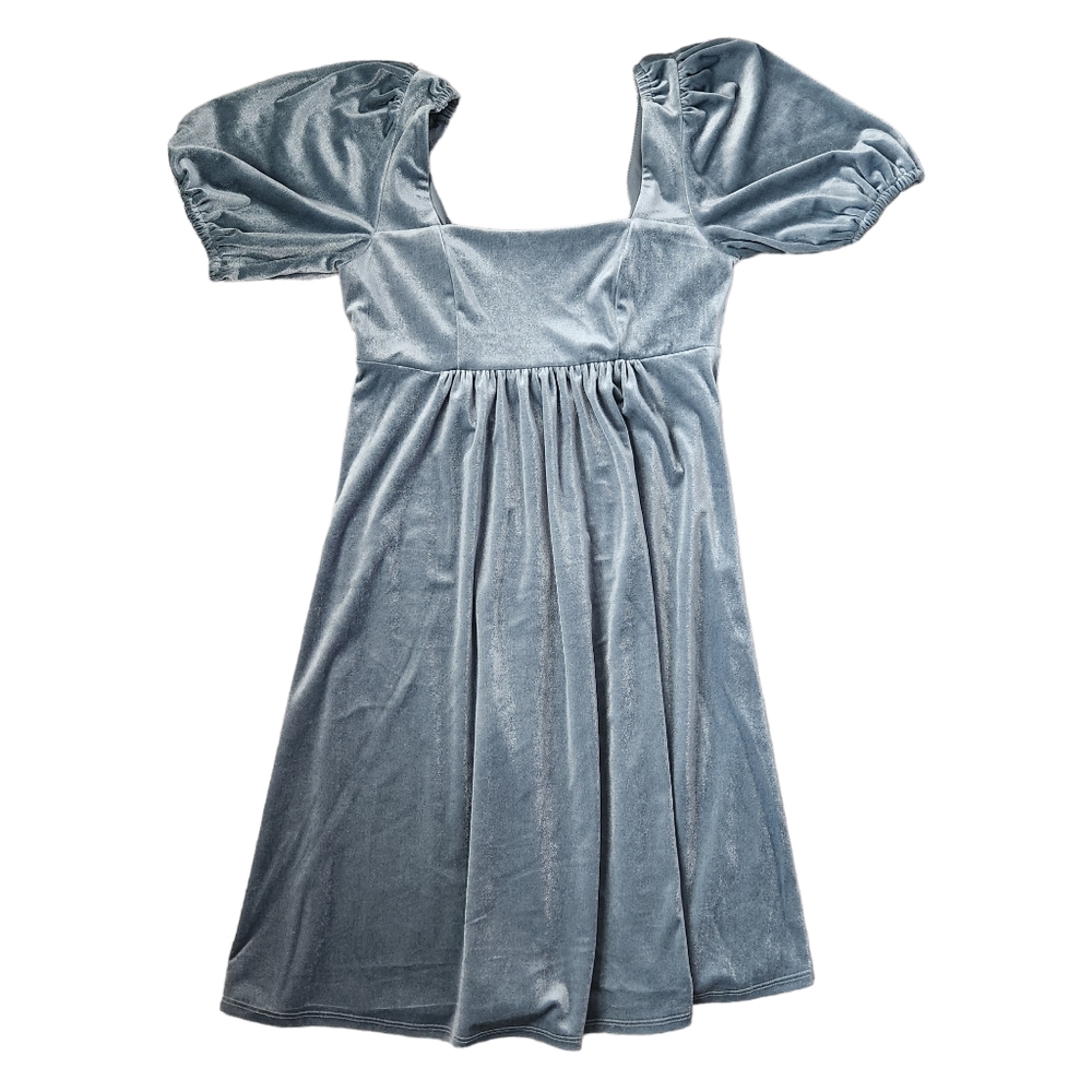 Vylette Turquoise Velvet Babydoll Dress